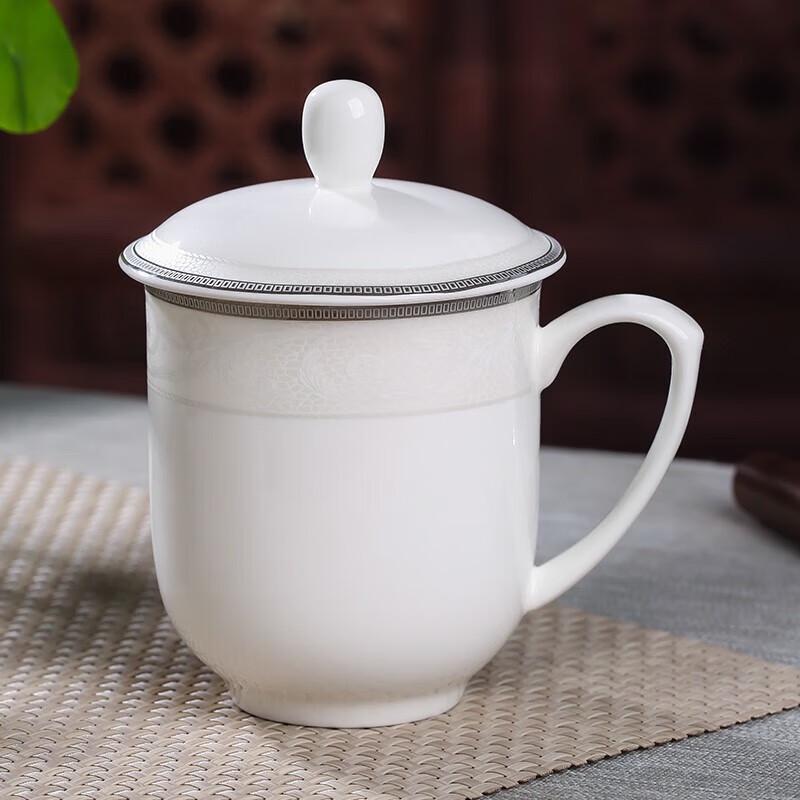 YUZUN 350ml Bone China Business Tea Cup with Lid