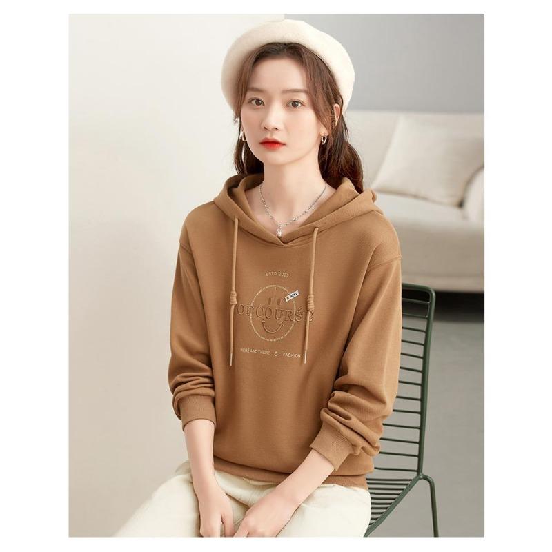 Hooded Sweatshirt Women's Spring Autumn Thin New Long-sleeved Top Blue Loose Slim Casual