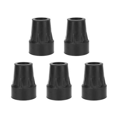 5pcs Crutch Tips Heavy Duty Rubber Thicken Walking Cane Crutch Replacement Tips 22mm8.7in Black