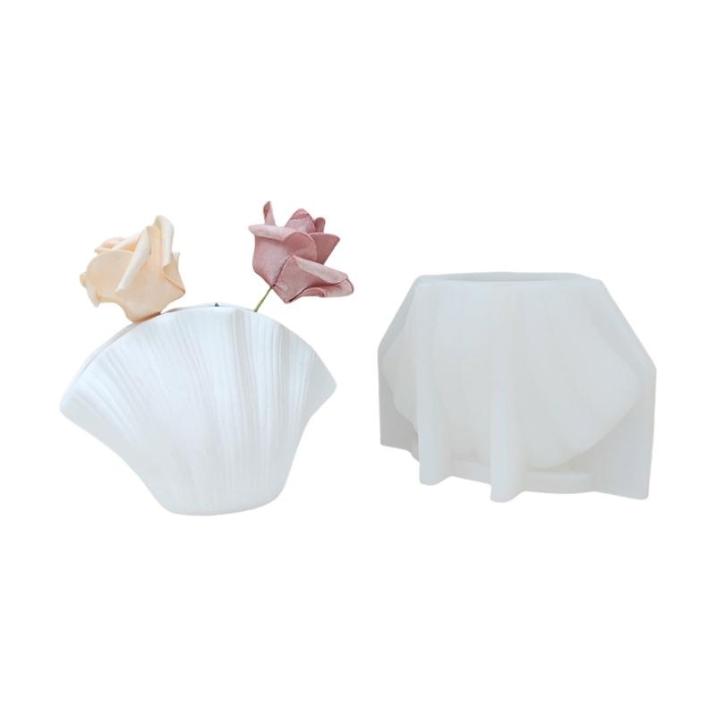

Silicone Flower Vase Molds Shell Shape Flowerpot Moulds Silicone Planter Molds Silicone Texture for Hand-Making Planter 1