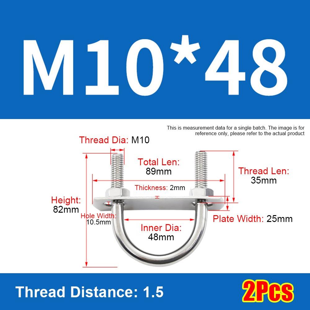 1Set Screws Pipe U-clamp With Baffle Round Bolt New M10 Round Tube Clamp for Round Tube