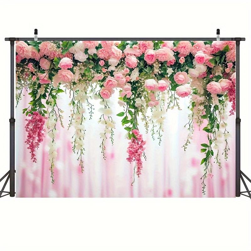 Pink curtain floral photo background Wedding bride background Great birthday studio party props