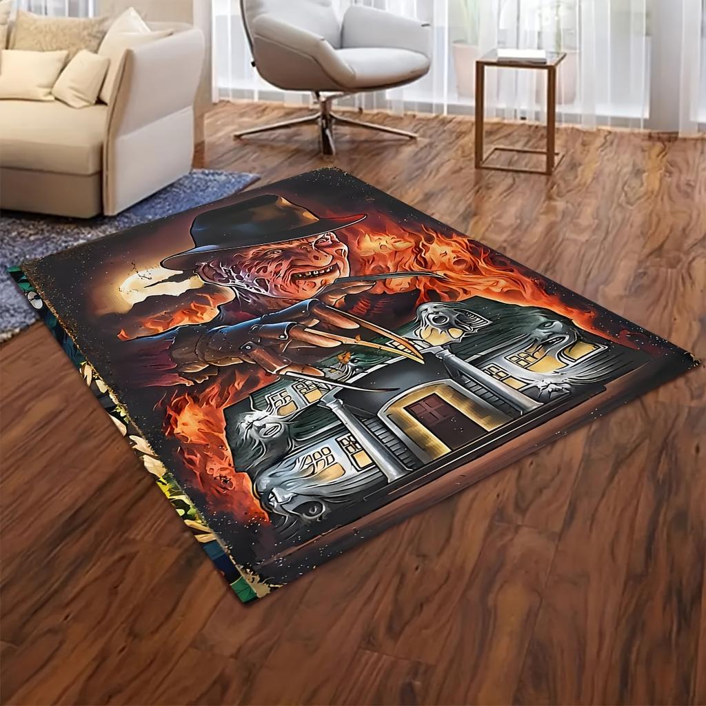 VIKAMA Slasher Street Freddy Cover Blanket Metal Claws & Burning Haunted House Horror Scene Halloween Gift Theme Blanket