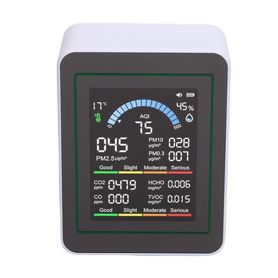 10 In 1 HCHO Meter, Portable Temperature and Humidity Meter with Color Screen for Home, , Vehicle, Detect PM0.3 PM2.5 PM10 CO2 CO TVOC