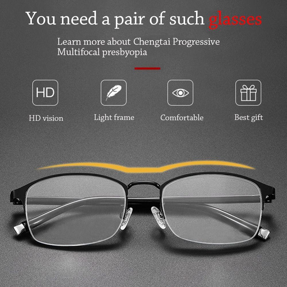 Simple Frame Vintage Reading Glasses Progressive Multifocal Anti-Blue Light Ultra Light Glasses