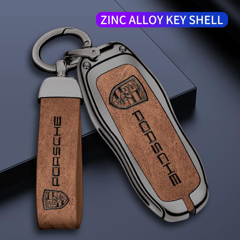 Kryt klíče od auta ze slitiny zinku a kůže, bezklíčová skořepina pro Porsche Panamera Spyder Carrera Macan Boxster Cayman Cayenne 911 970 981