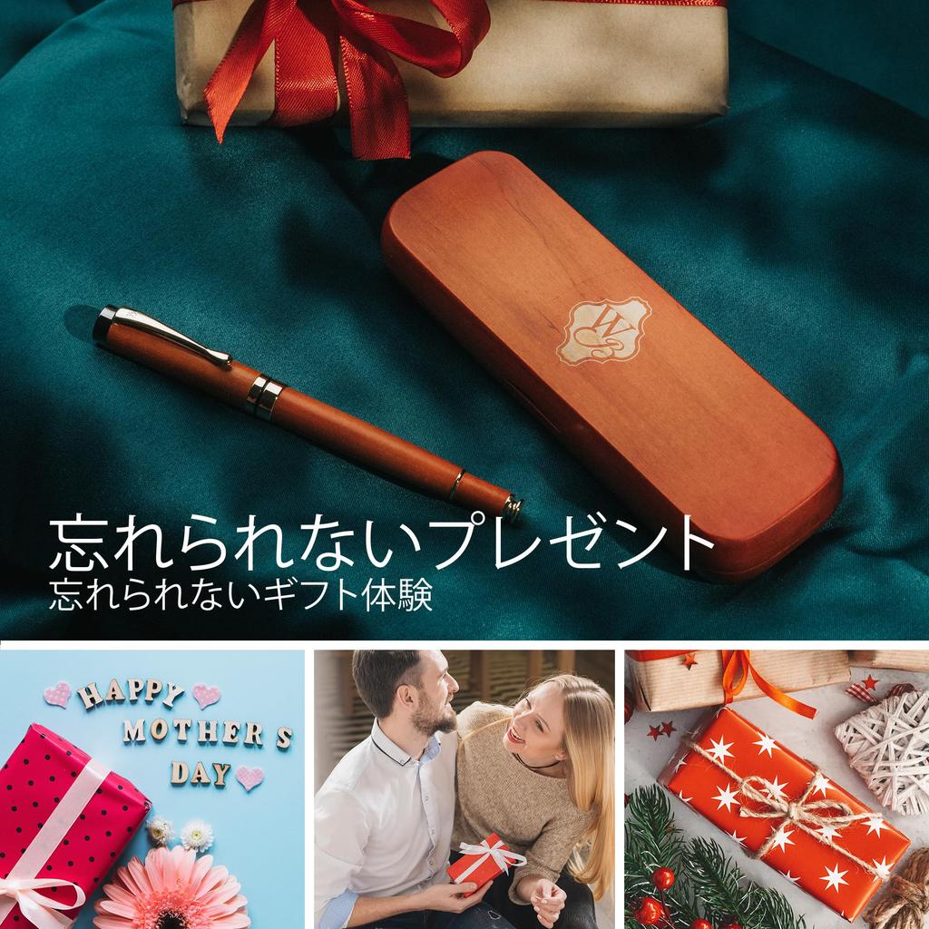 Wordsworth Black Fountain Pen Premium Bamboo Fine Gift Case 6 Ink Cartridges and Ink Refill Converter Smooth Writing & Set, - Nib, Included; -