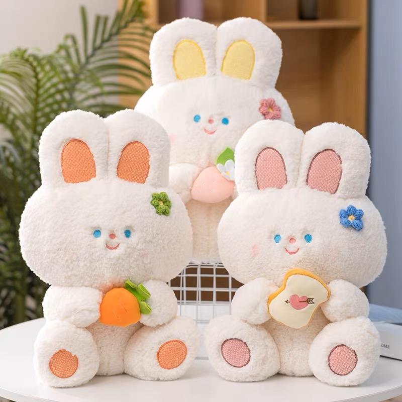 Adorable Hug Tulip Flowers Bunny Plushie Stuffed Cartoon Rabbits with Carrot Bread Strawberry Baby Appease Cuddly Doll Plush Toy St Practical Use