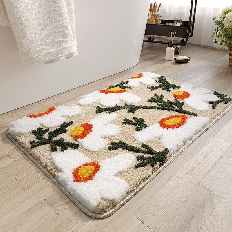 Flower Bathroom Mats Entrance Door Mats Household Floor Mats Dirt Resistant and Wear-resistant Mats