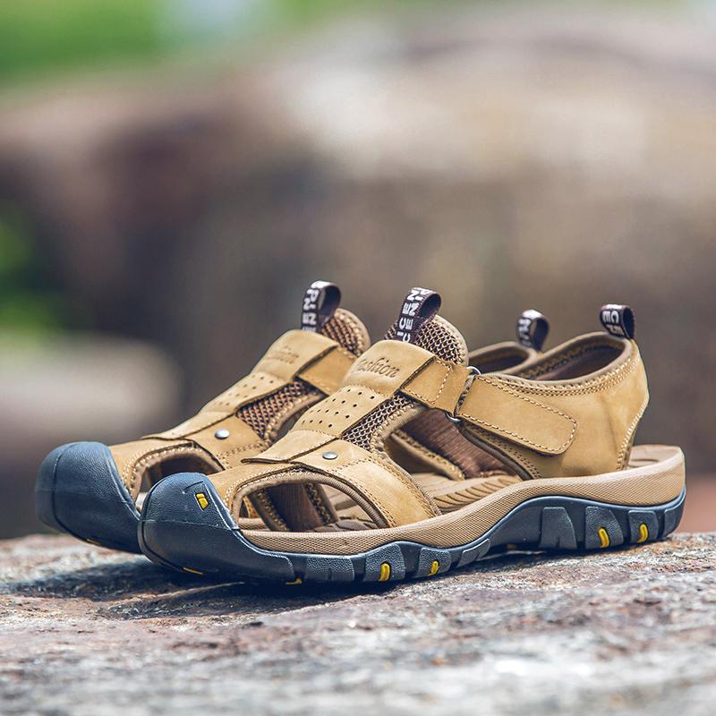 Fashion Genuine Leather Men Sandals 2024 New Summer Men's Outdoor Casual Sandals Slippers Fashion Plus Size Men Walking Shoes Sneakers