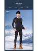 Men's Quick-Dry Compression Running Set: Fleece-Lined, Sweat-Wicking Ski Tights & Warm Shirt for Winter Sports.