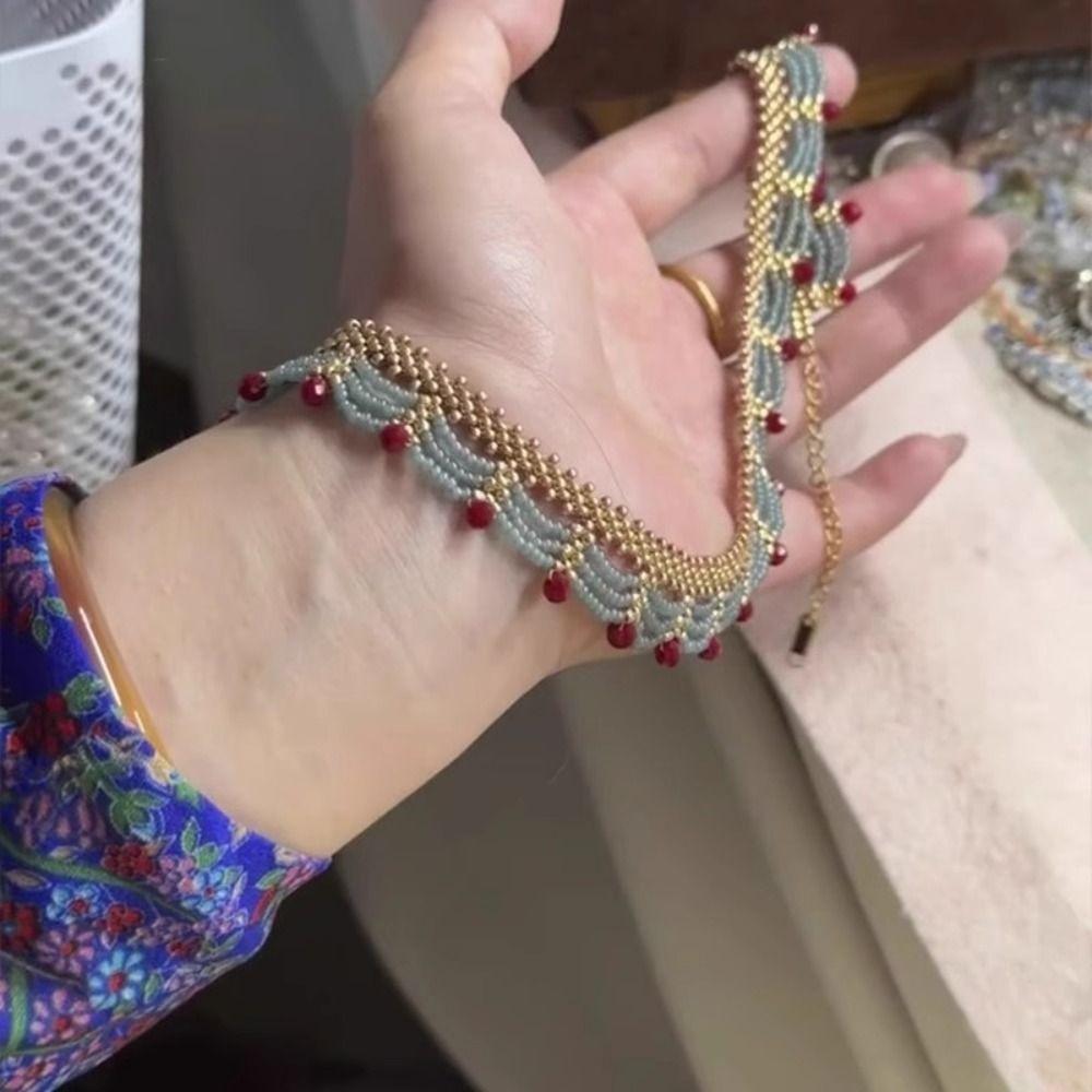 Hanfu Accessories Beads Necklace Ethnic Style Multi-layer Lace Necklace Chinese Style Choker  Girls