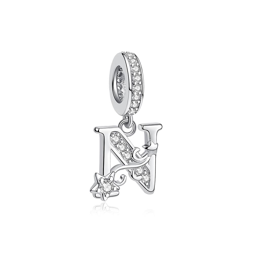 2025 New Original 925 Sterling Copper Charms Star 26 Letters Pendant Beads Fit Brand Bracelets Necklaces For Women DIY Zircon