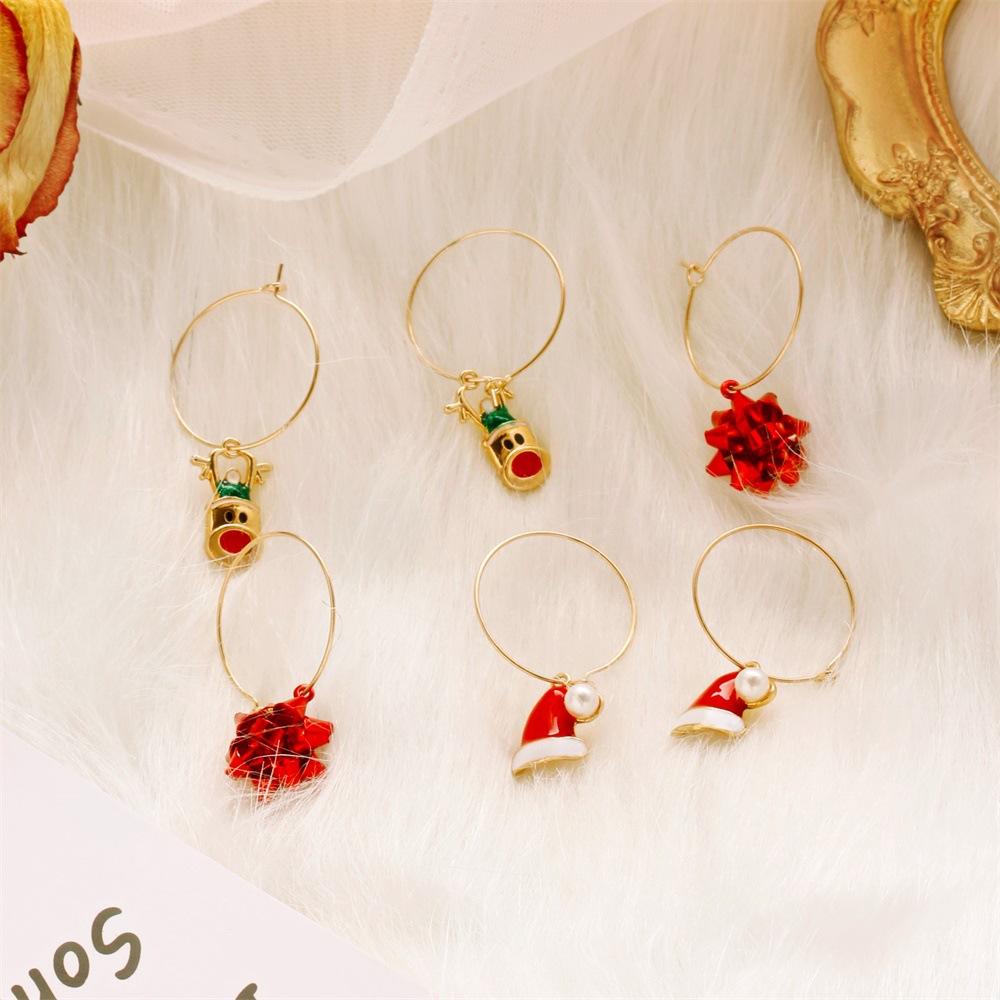 3 Pair of   Women's  Earrings  Alloy  Colorful Flower  Christmas  Earrings
