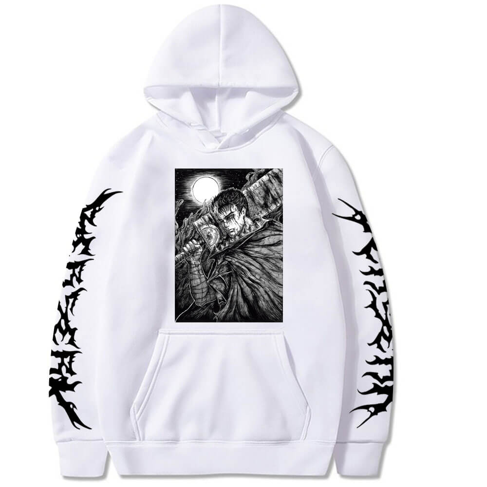 Толстовки Berserk Guts Anime Manga для мужчин и женщин Harajuku Streetwear Толстовка унисекс повседневная пуловер унисекс осенняя одежда топы XL белый 2099₽