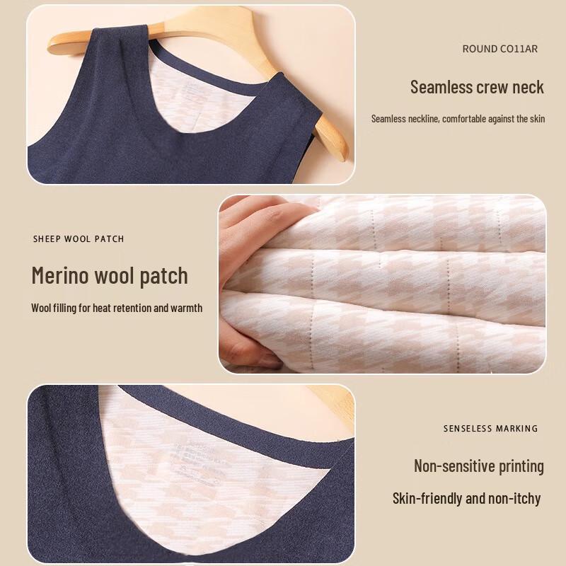 Langsha Men's 100% Wool Thermal Fleece-Lined Seamless Vest
