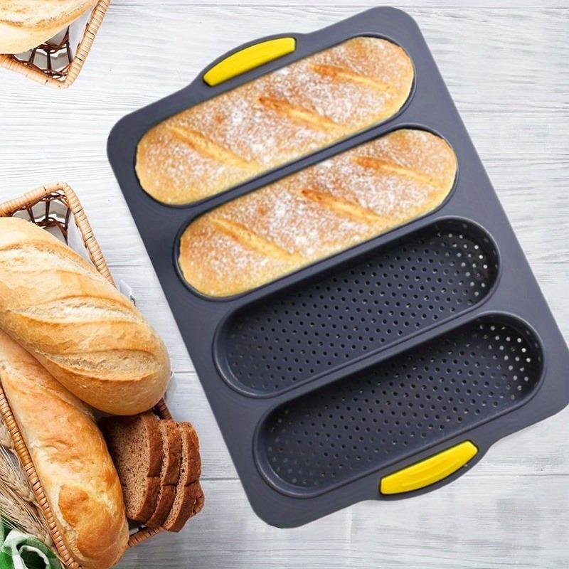4 Wave Non-Stick Baguette Baking Pan - French Bread Tray for Sandwich & Hot Dog, Heat Resistant Kitchen Baking Tool