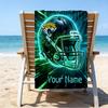 Custom Name Beach Towel Jacksonville Team Spirit Beach Towel, Soft Microfiber, Gift for Her/Him, Birthday, for Pool, Beach, Travel, Fan Gifts