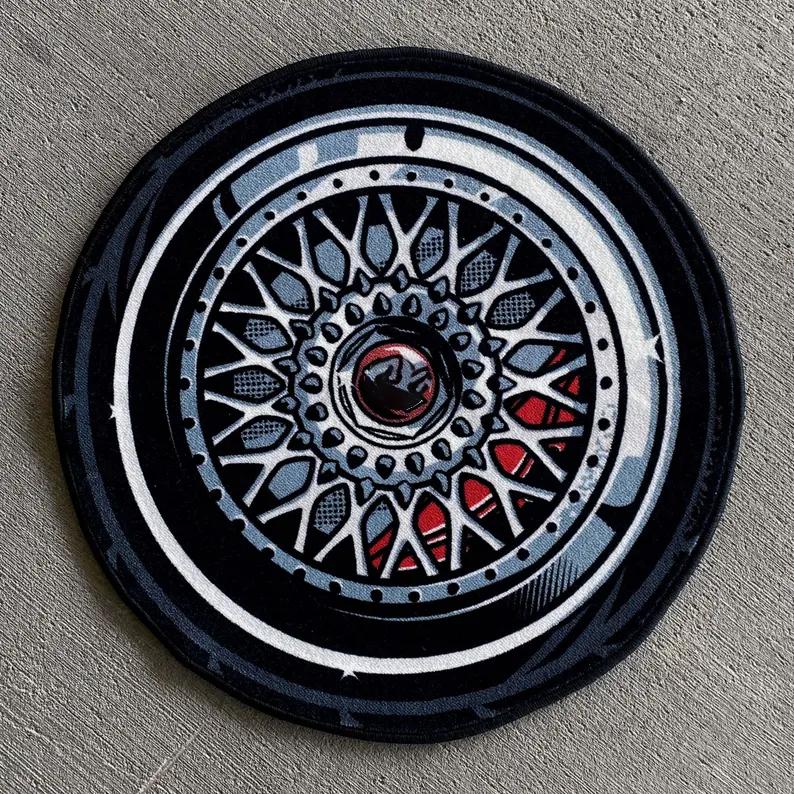 Car Wheel Rug Wheel Rug Car Lover Rug, Best Wheel Rug, Car Wheel Carpet, BBS Wheel Carpet Area Carpet Decoration