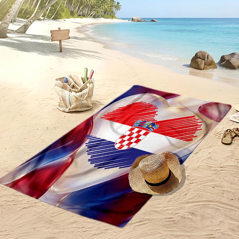 Asciugamano da Spiaggia con Stampa Calcio Croazia Asciugatura Rapida Super Assorbente Morbido Asciugamano da Bagno per Nuoto Spiaggia Viaggio Souvenir Regalo per Fan