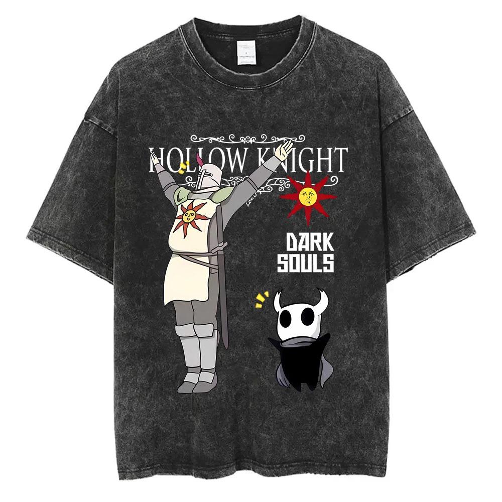 

Винтажная Мода Мужская и Женская Футболка Принт Hollow Knight Футболка Свободного Оверсайз Кроя с Коротким Рукавом Летняя Повседневная Детская Одежда 100