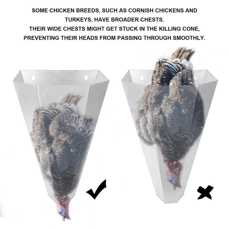 Heavy Duty Chicken Restraint Funnel Cone For Hens Turkeys Broilers Flat Back Wall Mount Design Feathered Damage Prevent