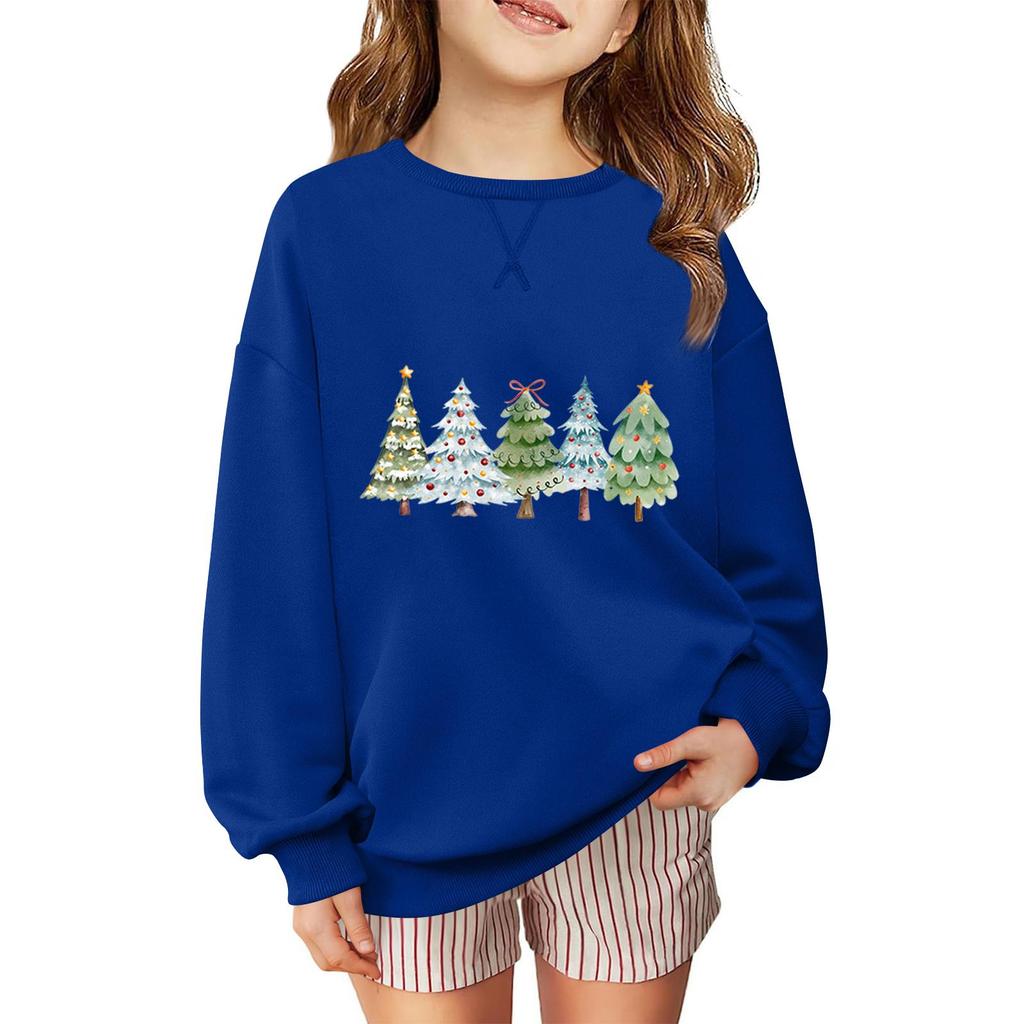Children's Fashionable Casual Long-sleeved Loose Christmas Print Pullover Sweatshirt