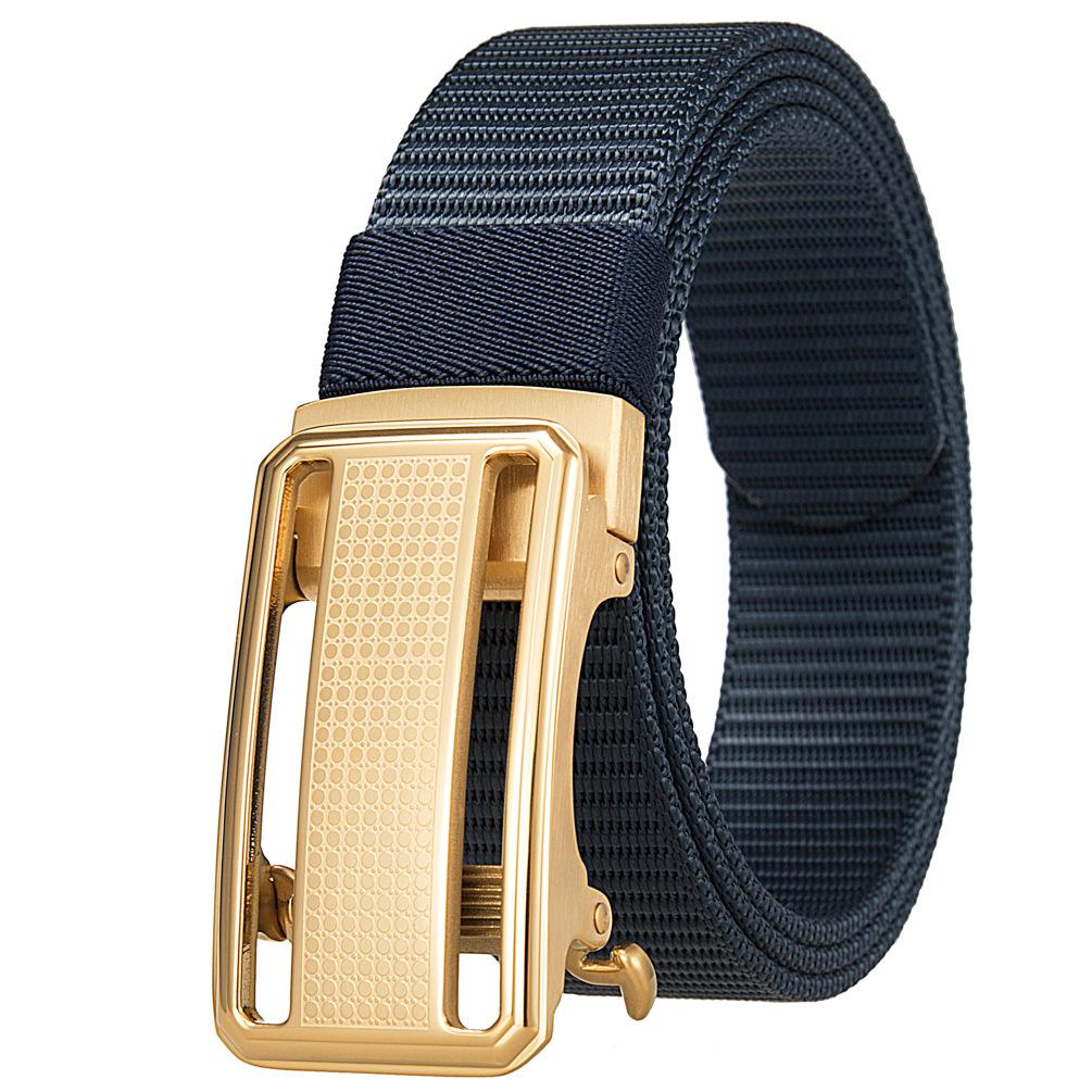1Pcs Fashion Nylon Braided Belt Men, Button Head Front Switch Toothless Stainless Steel Buckle 3.5Cmly36-61931-3