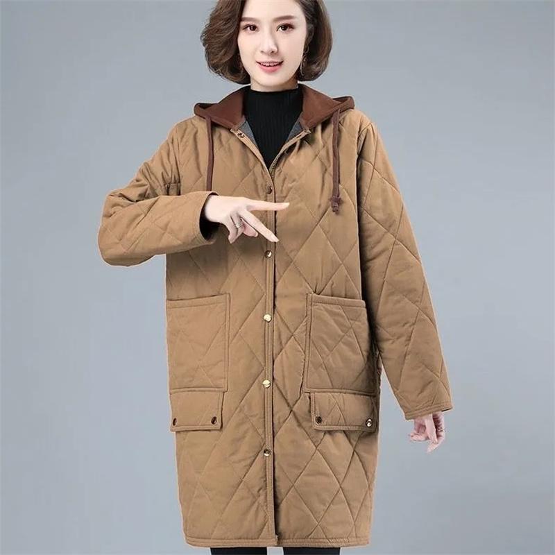 Winter Women Long Jacket Warm Lady Lightweight Coat Hooded Oversized Thicken Loose Puffer Parkas Wadded Down Jackets