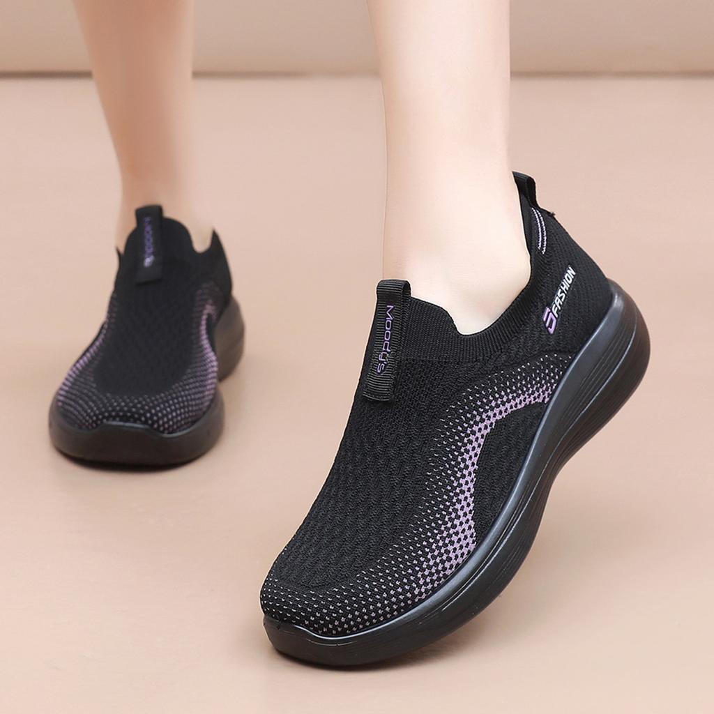 Women's shoes spring and autumn new single shoes soft bottom one foot stirrup casual non-slip wear flyknit breathable comfortable shoes