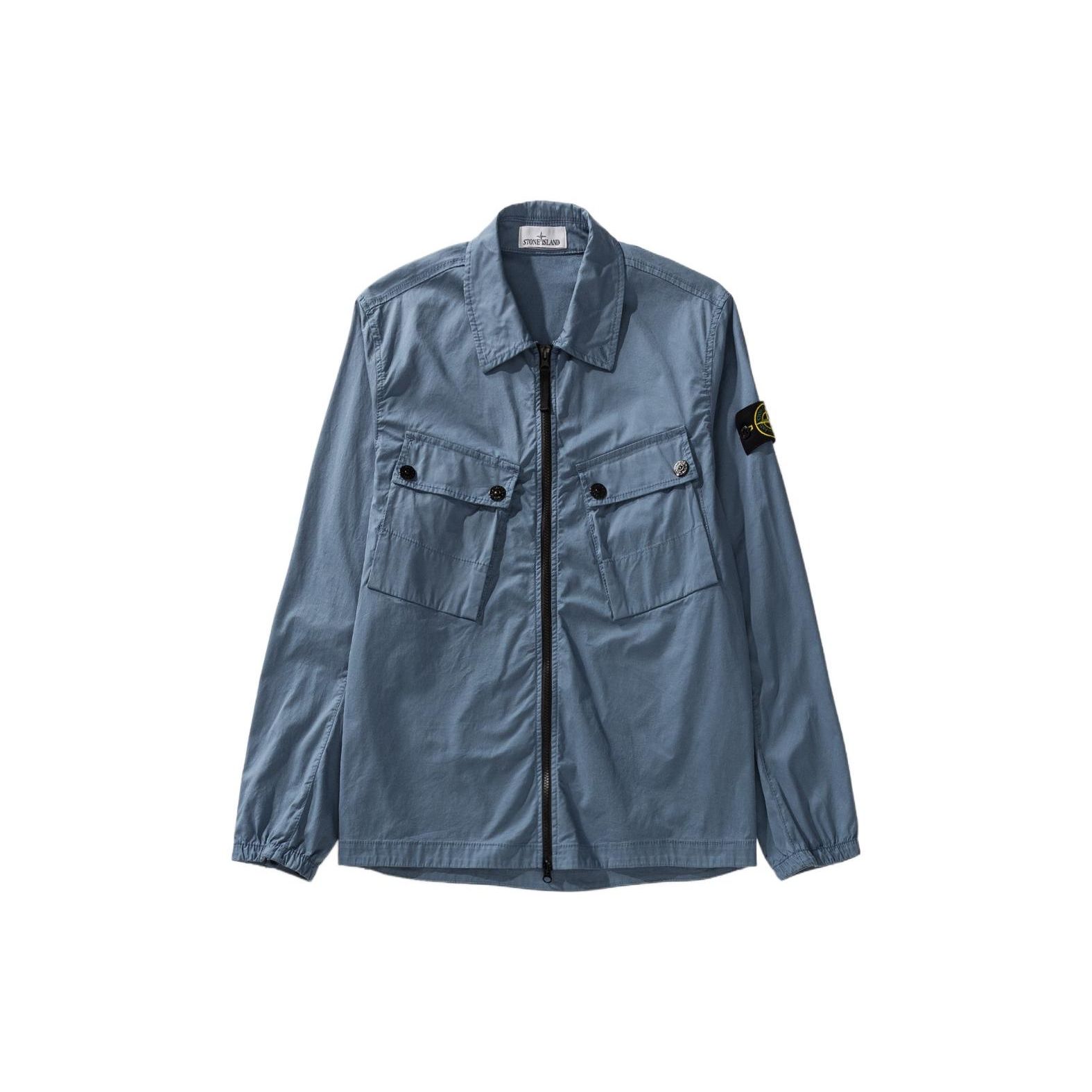 

STONE ISLAND FW22 Однотонная декоративная куртка с двумя карманами, свободного кроя, с длинным рукавом, мужская куртка, туманно-голубая 771510910-V0024 XL