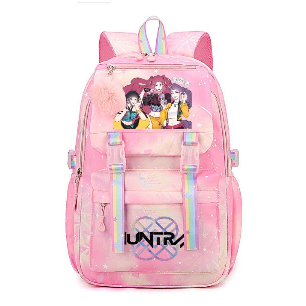 Girls Kpop Hunters Rumi Zoey Mira Printed Backpack Student School Travel Large Capacity Bag