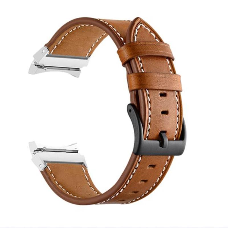 Leather Watch Band For Samsung Galaxy Watch 6 5 4 44mm 40mm/Galaxy Watch 6 Classic 43mm 47mm Gapless Bracelet Curved End Adapter