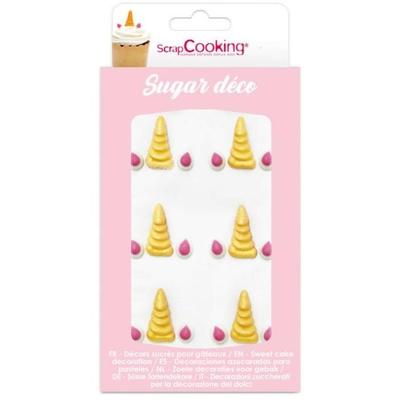 Sweet Decorations - Unicorn Horns - Yellow/Pink - 6 Pcs