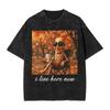 Vintage Washed Tshirt Funny Brainrot Outer Space Meme Tung Sahur John Pork Selfie Tshirts Fashion Tee Shirt Male Summer Tops