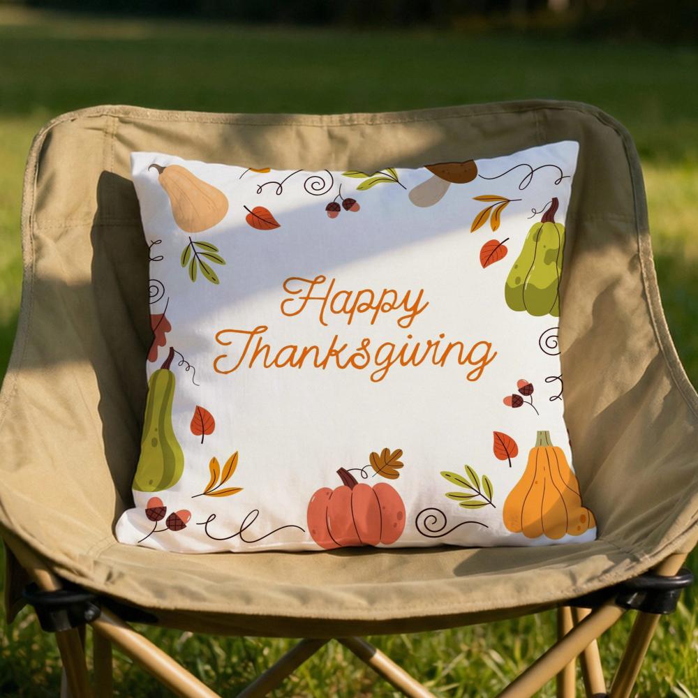 Thanksgiving Pumpkin  Maple Cushion Cover Soft Reversible  Durable Pillow Cover  MultiScene Use for Home  Car Daily Comfort