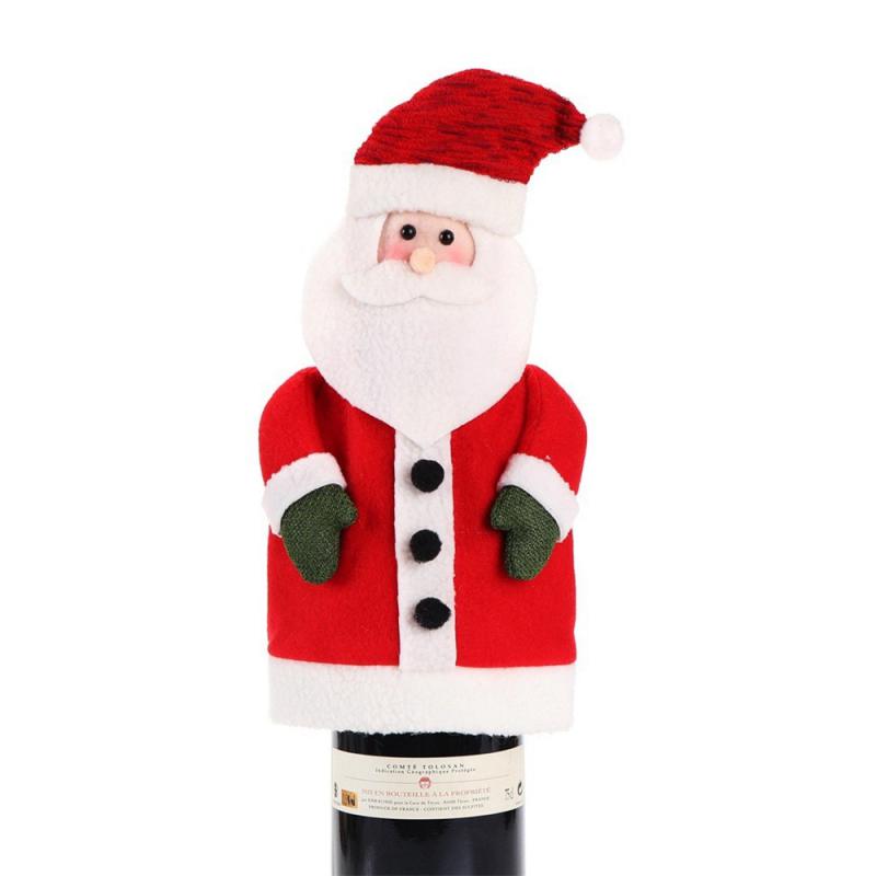 

Новый фланелетовый рождественский набор бутылок вина, украшение стола, старик, снеговик, домашняя рождественская праздничная композиция, бутылка красного вина, набор