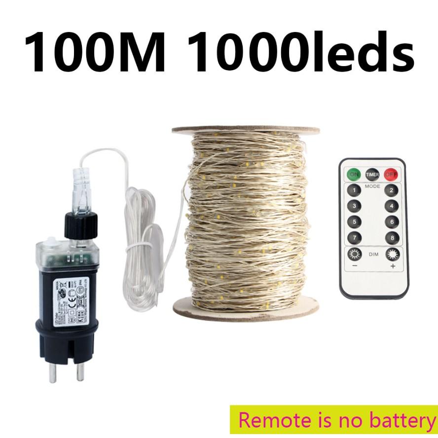 50M/120M LED Lichterkette Silberdraht Lichterkette Girlande Für Außen Straße Neujahr Weihnachtsbaum Garten Party Dekoration