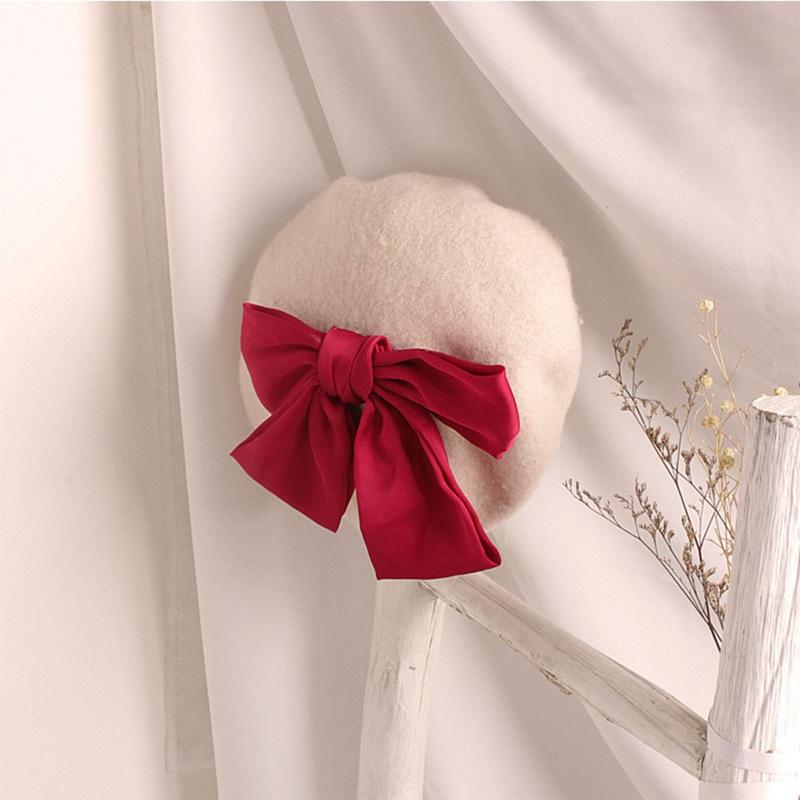 Fashion Red Bowknot Beret Elegant Octagonal Hat Wild Painter Hat Daughter Gifts for Casual Birthday Festival Gathering