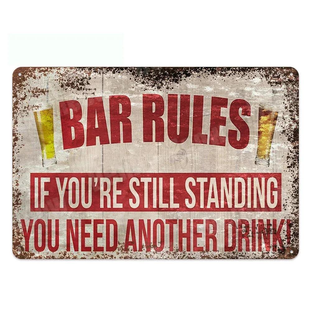 Vintage Drink Beer Aluminum Sign Alcohol Metal Sign Backyard Bar Retro Plaques For Man Cave Pub Cafe Club Rules Painting Deco