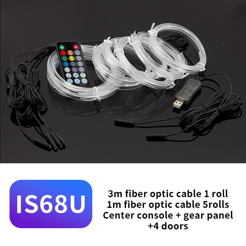 

IS68U 6 Rolls 3m+1m USB Plug RGB Fiber Optic Ambient Lamp Car Interior Light with Remote Control Type A