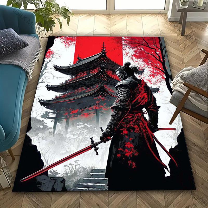 Bushido Spirit Slavnostní Samurajské Vzory Koberec Ložnice Obývací Pokoj Kancelář Velká Protiskluzová Podložka Domácí Dekorace Koberec Pěkný Dárek pro Přátele