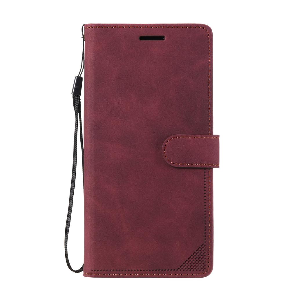 Applicable to iPhone15 mobile phone leather case S24 solid color matte anti-theft brush card holder wallet protective case