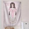 Cute Anime Girl Tapestry Kawaii Pink Sweet Wall Decor Ins Style Dorm Bedroom Background Cloth Aesthetic Home Decoration