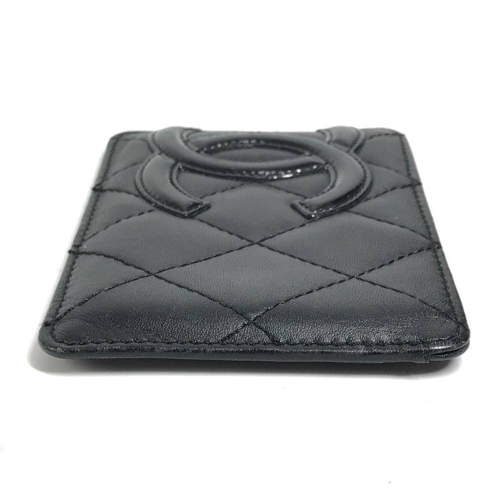 CHANEL A26725 Cambon Line CC CC Mark logo Pass Case Card Case Leather Black