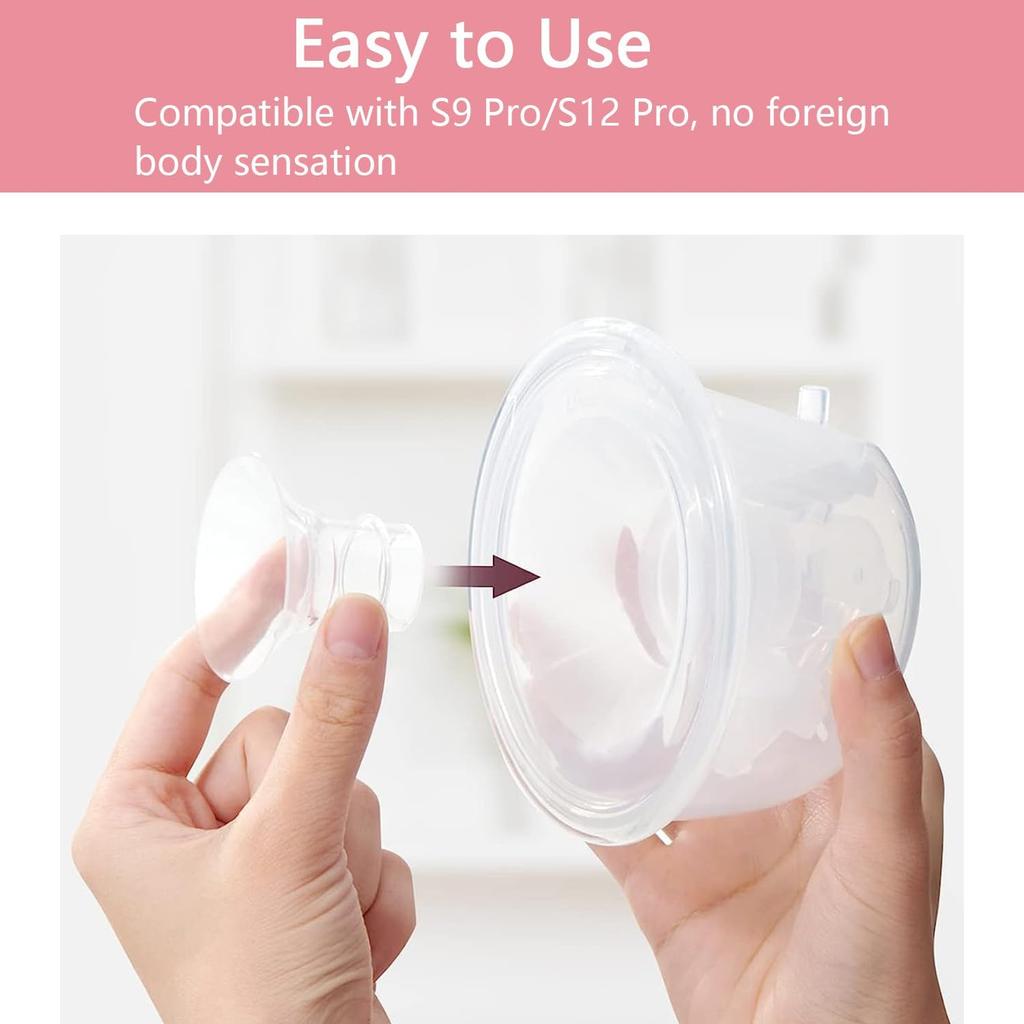 4 X 19mm Silicone Flange Inserts, Fits S9S10S12, Wearable Breast Pump ShieldFlange Inserts, Lowers 24mm ShieldFlange Nipple Tunnels To Correct Size