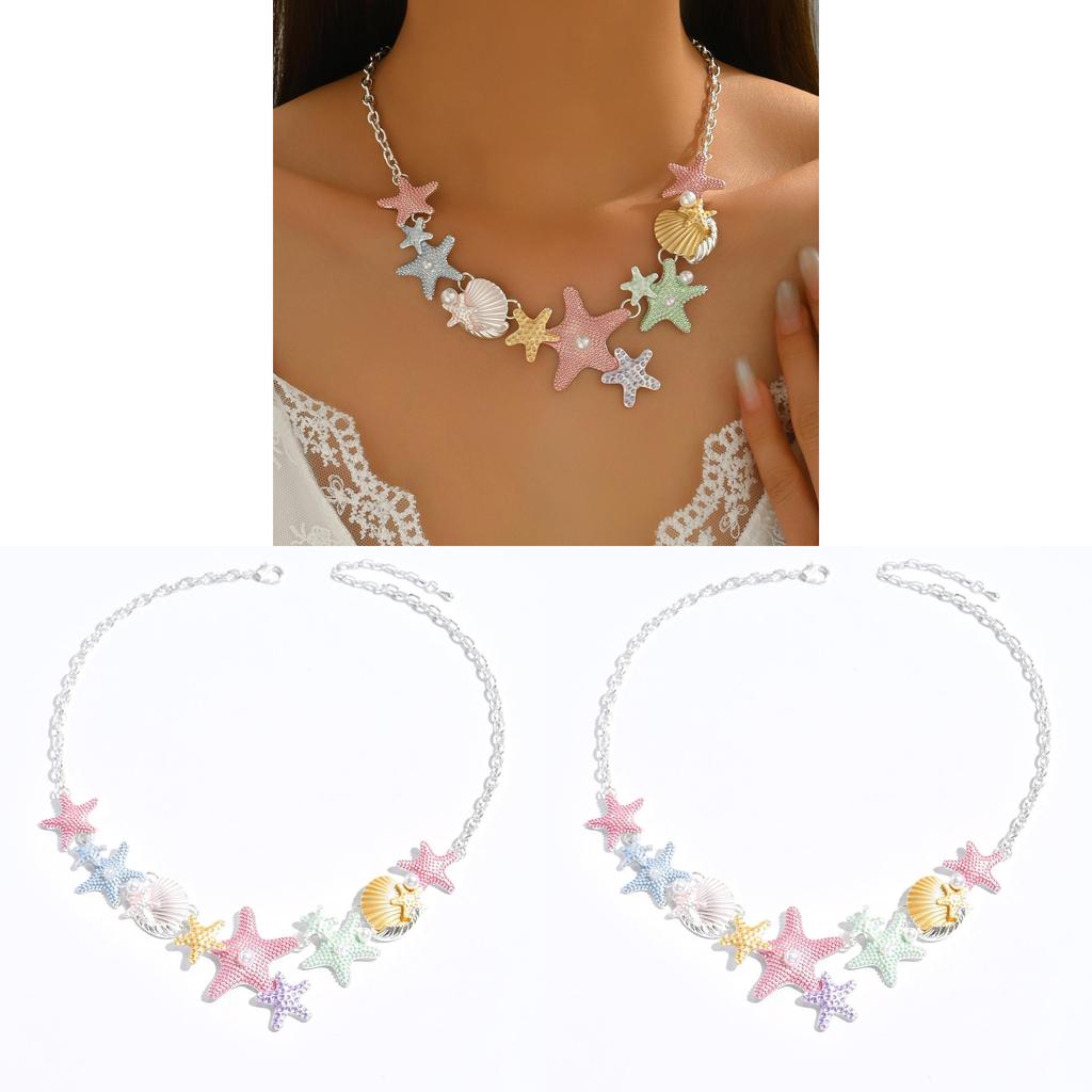 Shell Necklace For Women With Pearl Lock Pendant Beach Style Summer Accessories