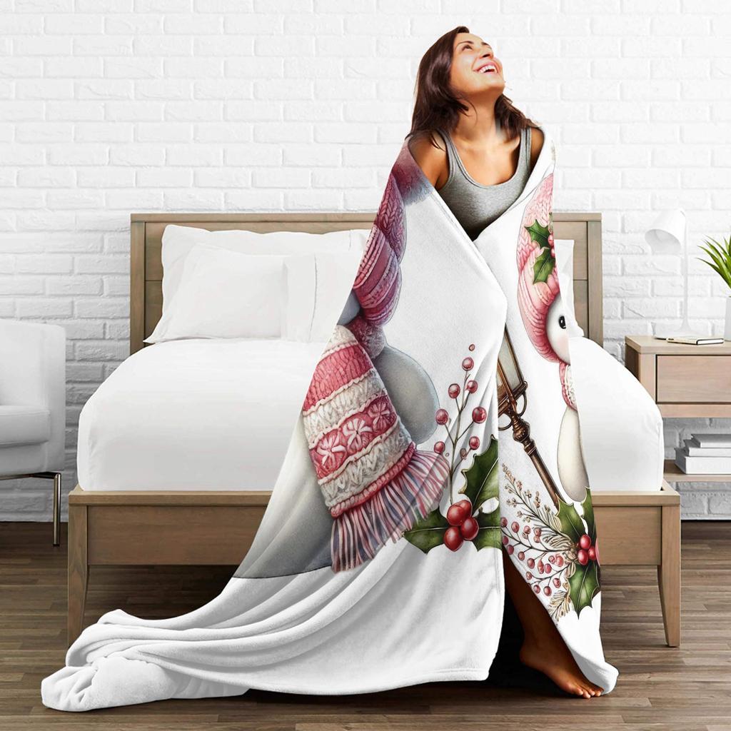 Christmas Snowman Warm Soft Blanket Kids Adult Plush Throw Blanket Fashion Living Room Flannel Bedspread Sofa Bed Cover