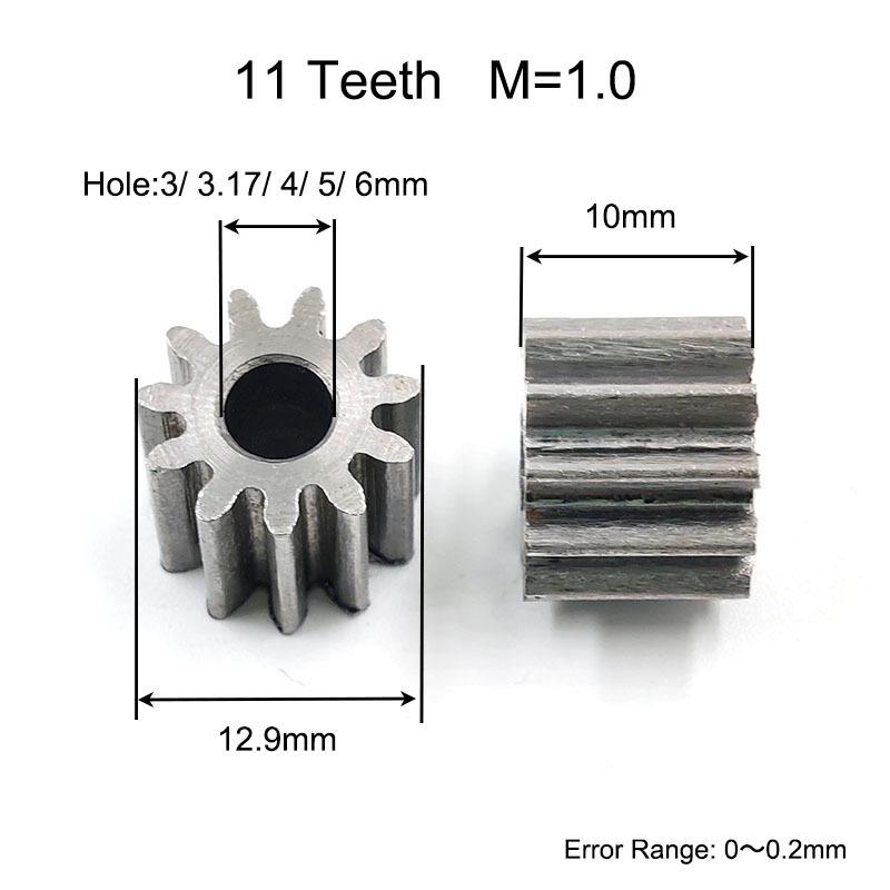 11T 1M Carbon Steel Gear OD=13mm Height=10mm Mechanical Motor Parts Metal Pinion Hole 3mm-6mm 113A 113.17A 114A 115A 116A