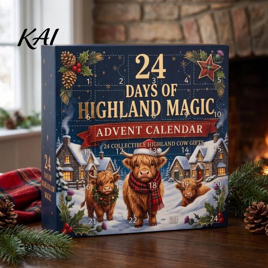 Christmas Tree Hanging Ornaments 24 Days 3D Highland Cow Advent Calendar 2026, Cute Farm Cattle Seasonal Home Decor Items Countdown Calendar,